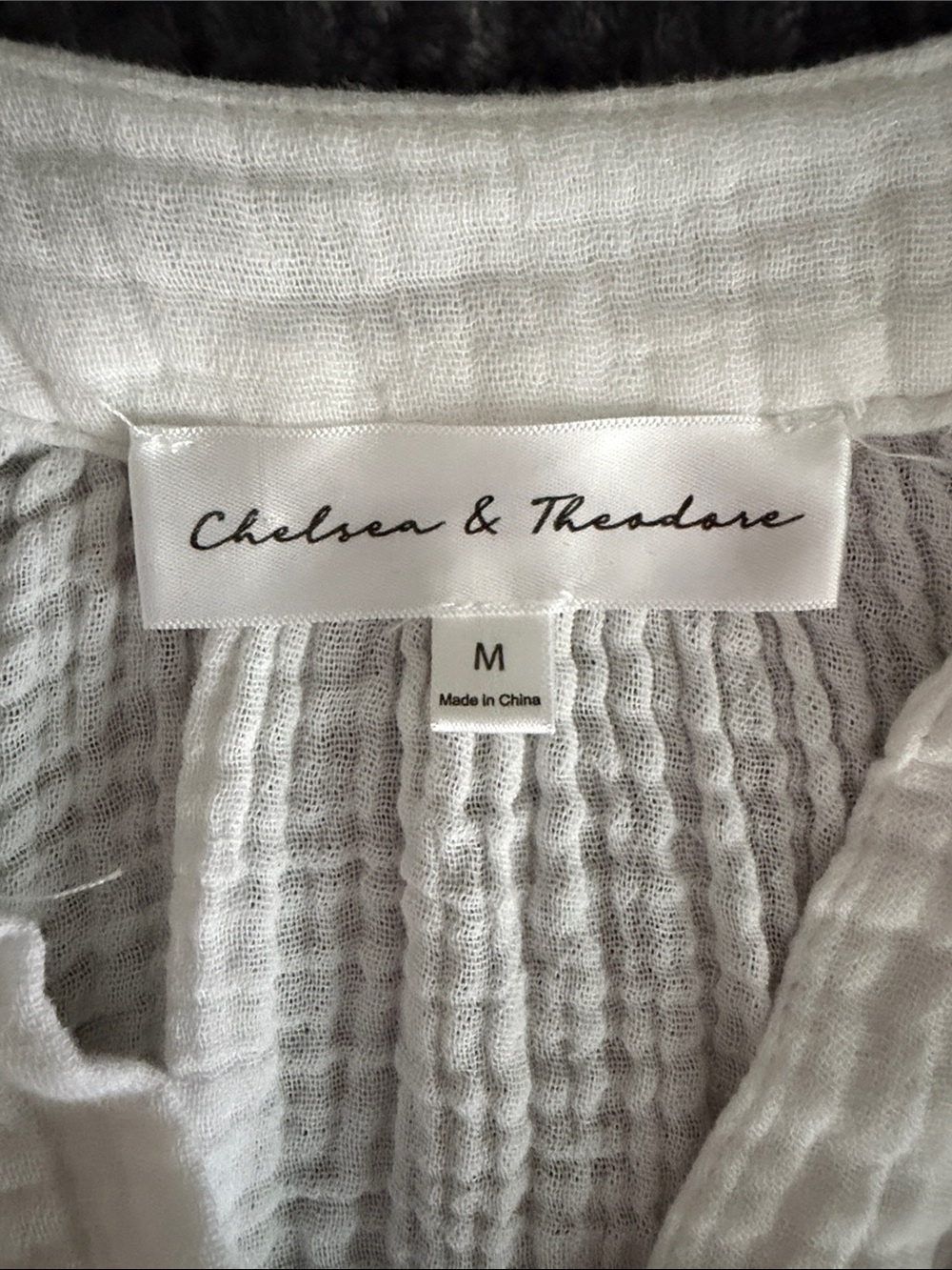Lightweight White Gauze Henley Top - Picture 3 of 3